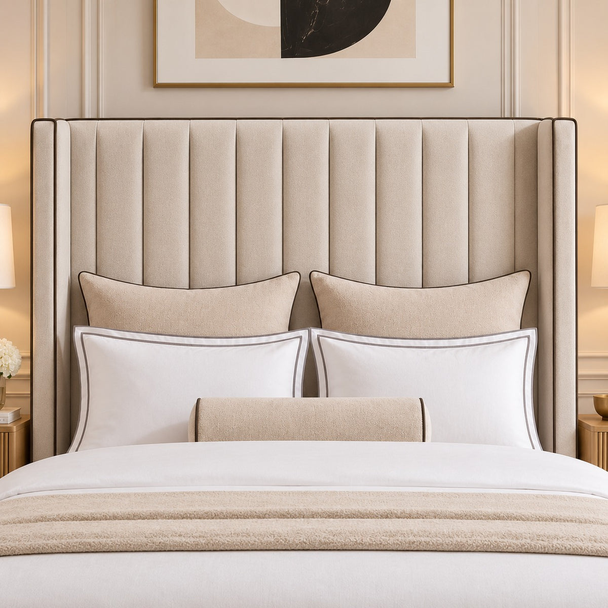 Luciano Piped Winged Bed