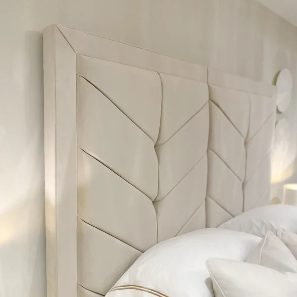 Cambria Chevron Velvet Bed Headboard Side View