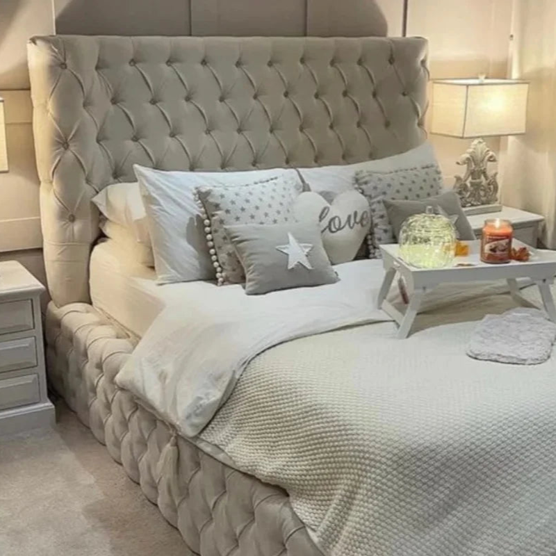 Lancaster Bedframe Full Setup Front Side Corner View