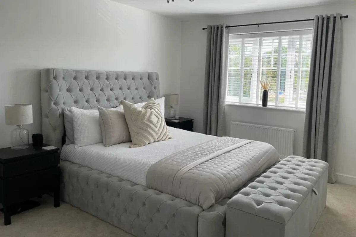 Lancaster Bedframe Full Setup Front Side Corner View