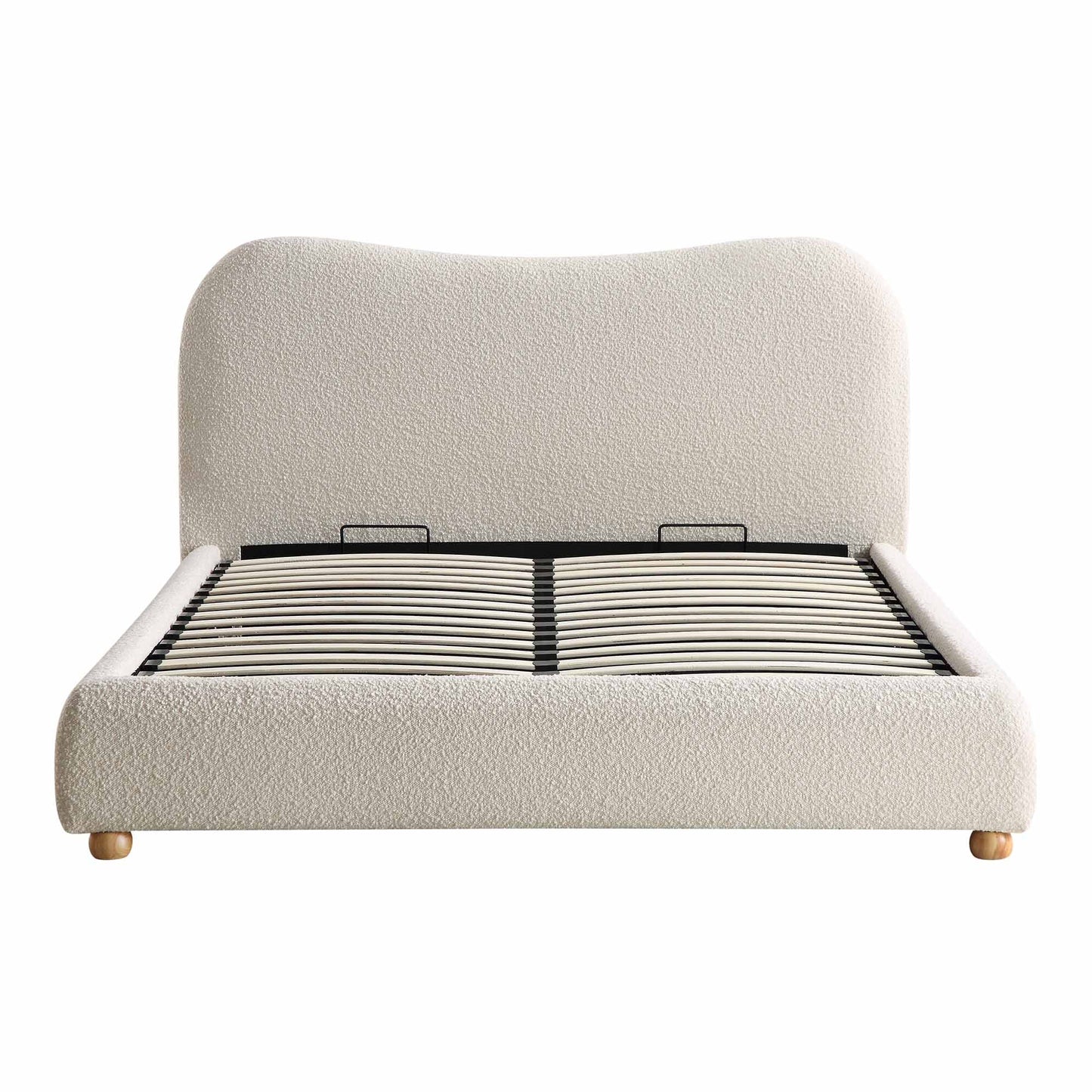 Kanso Curved Headboard Boucle Ottoman Storage Bed