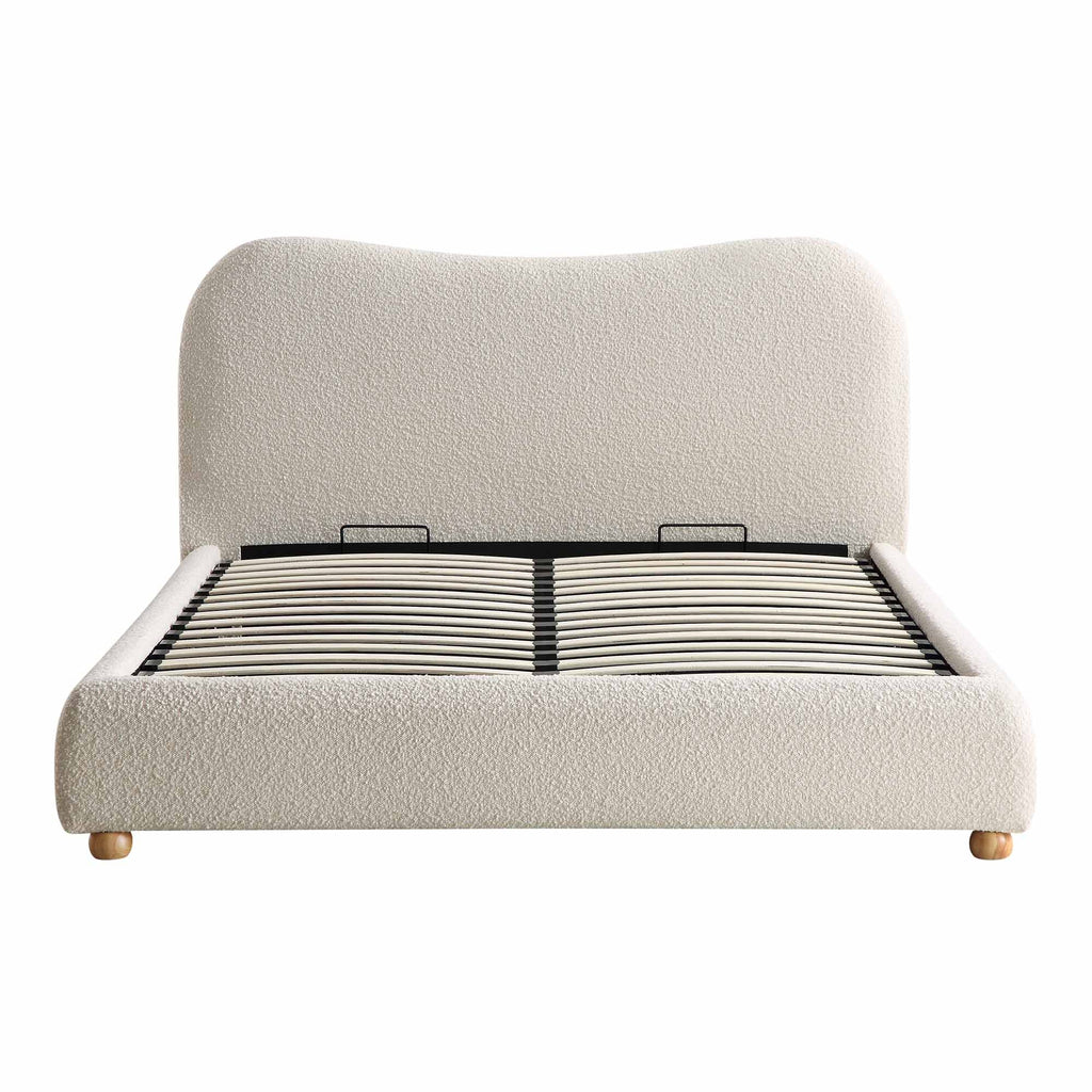 Kanso Curved Headboard Boucle Ottoman Storage Bed