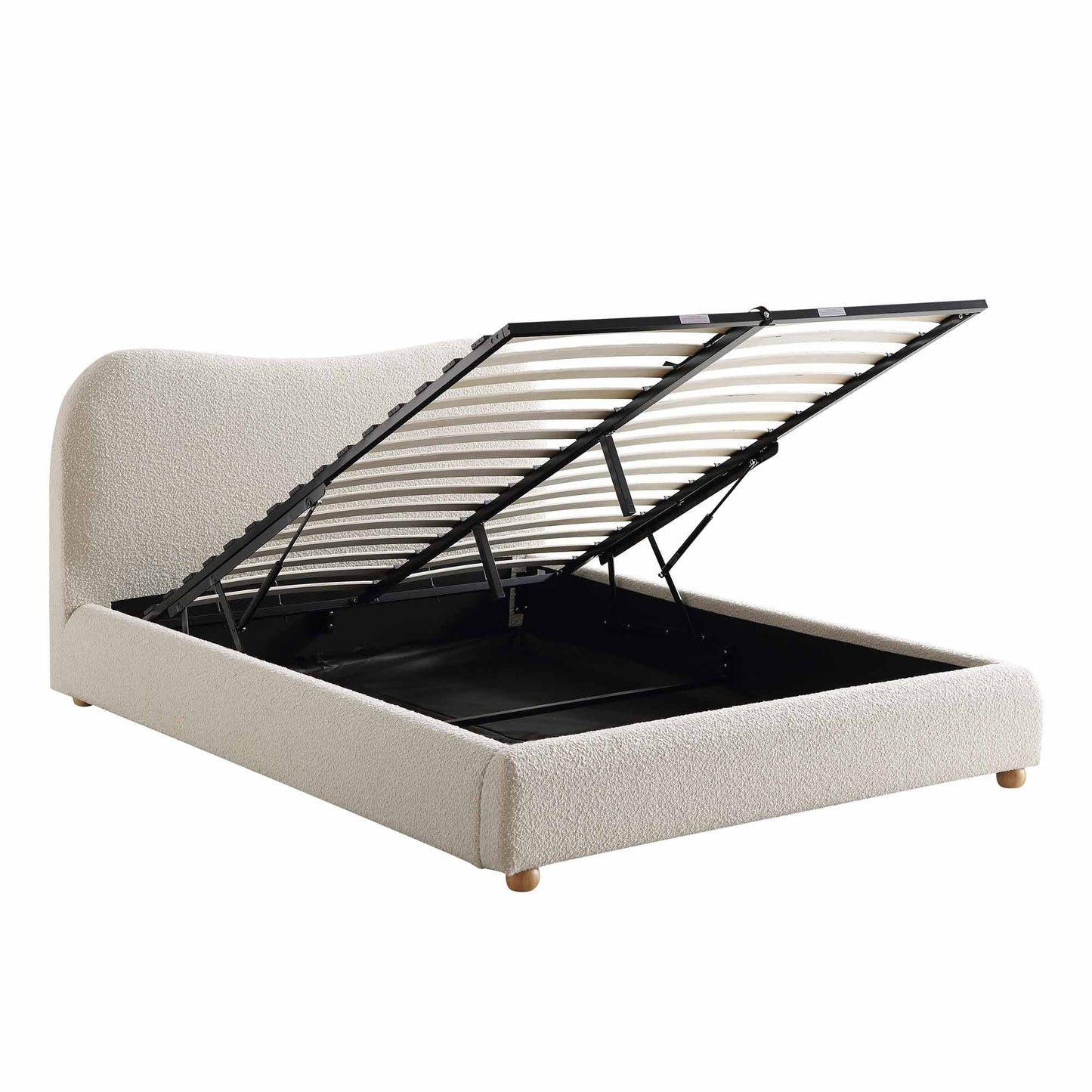 Kanso Curved Headboard Boucle Ottoman Storage Bed