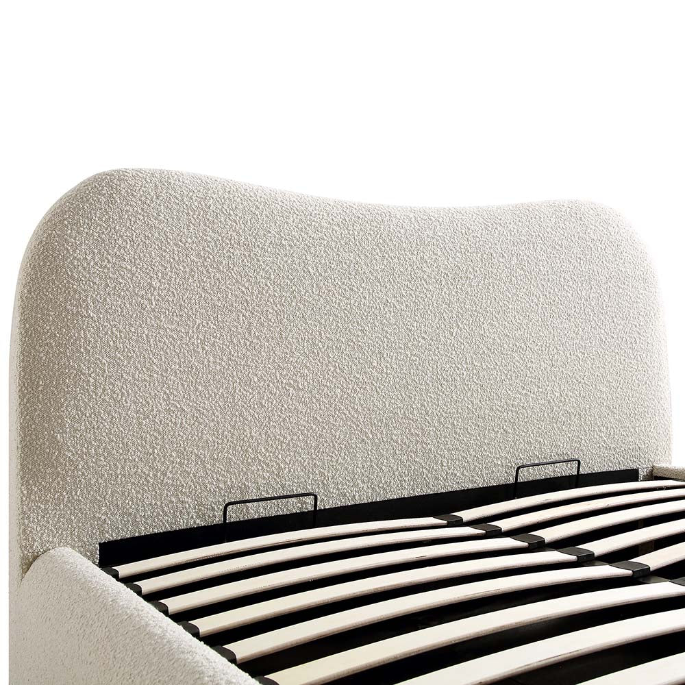 Kanso Curved Headboard Boucle Ottoman Storage Bed