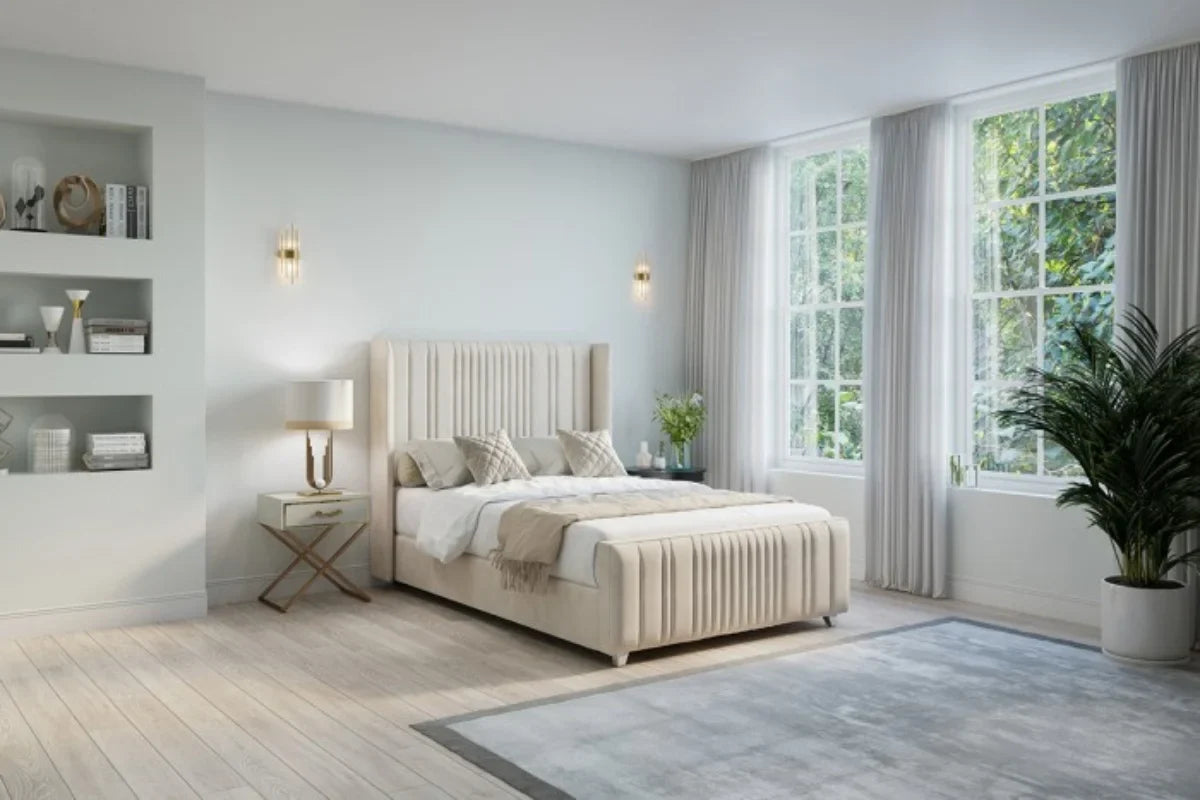 Selby Bedframe Full Setup Front Corner Side View