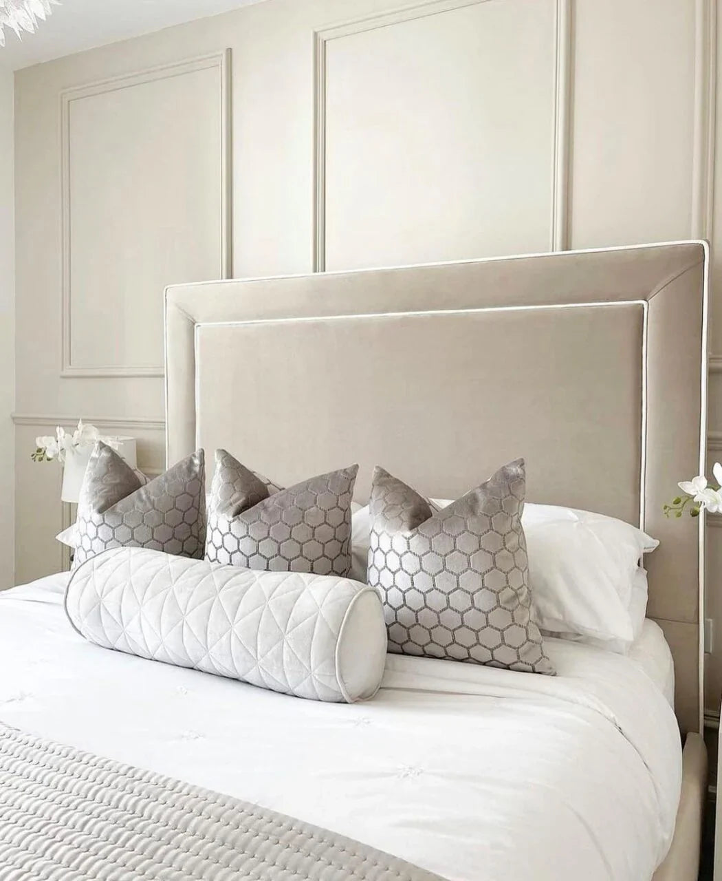 Langley Bedframe Full Setup Front Corner Headboard View