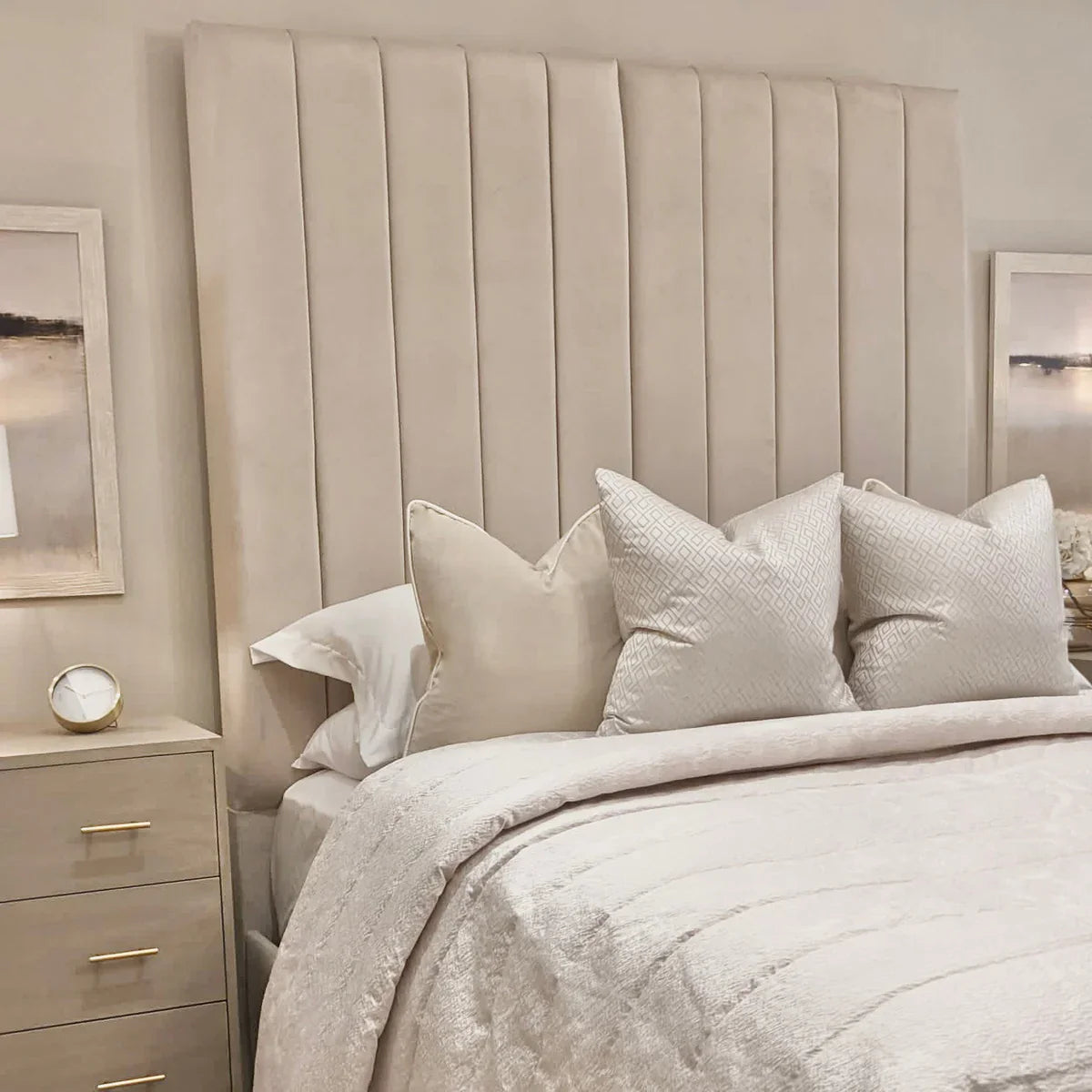 Serena Vanilla Panel Bed Headboard Side View
